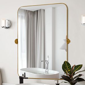 36 \ "X 24 \" elegante oro girevole specchio da parete in ferro rettangolare decorativo specchio da bagno con Design smerlato - Product Image 2
