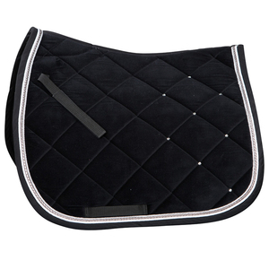 Tapis de selle tout usage noir matelassé en polyester avec doublure en polaire et sangle de maintien pour l'équitation - Product Image 3