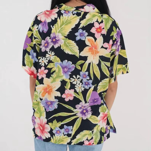 Camisa de Vestir Ecológica con Estampado Floral Tropical, Blusa Hawaiana con Botones, Talla Grande, Top de Manga Corta para Primavera/Verano, Estilo Retro Vintage para Mujer - Product Image 2