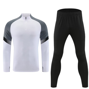 Survêtements unisexes de haute qualité en polyester 100% blanc, veste de sport d'entraînement à demi-zip pour le football - Product Image 2