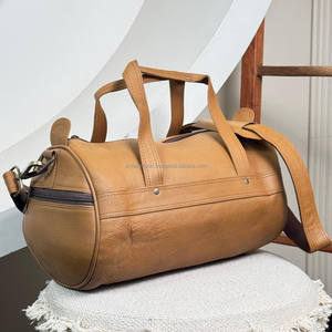 Custom Genuine Leather <b>Small</b> Duffel <b>Bag</b> Real Leather Sport Side Pocket Crossbody Luggage Travel Shoulder <b>Bags</b> for <b>Men</b> & Women - Product Image 4