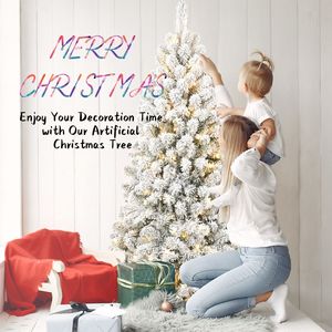 7FT Pre-Lit Flocked Christmas <b>Tree</b> with 1,064 Memory Wire Tips Effortlessly Fluffed Perfectly Shaped 400 Warm <b>Lights</b> - Product Image 6