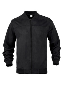 <b>Men's</b> <b>Suede</b> Bomber <b>Jacket</b> Solid Color Zipper Closure Casual Stand Collar Autumn Wear Regular Fit - Product Image 4