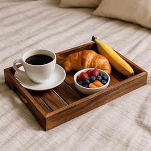 ถาดเสิร์ฟไม้เนื้อแข็งคุณภาพพรีเมียม รูปทรงสี่เหลี่ยมผืนผ้า ขัดเงาแบบธรรมชาติ สำหรับร้านอาหาร โรงแรม บ้าน ใช้เสิร์ฟขนม ชา จำนวนมาก - Product Image 5