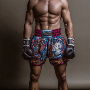 Shorts de Muay Thai à impression par sublimation, confortables, pour MMA, kickboxing, entraînement de boxe et combats de Muay Thai - Product Image 1