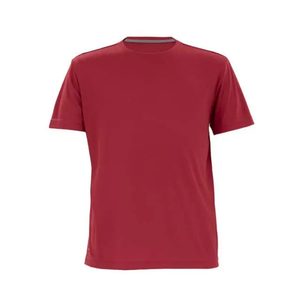 T-shirt ample à manches courtes en coton respirant couleur bordeaux avec broderie, style streetwear décontracté pour l'été - Product Image 1