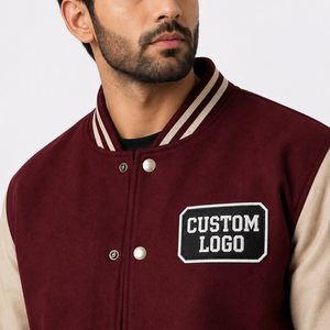 2026 New <b>Letter</b> Logo Autumn Wear Regular Fit <b>Men</b> varsity <b>jacket</b> Leather Sleeve <b>Men's</b> White Varsity <b>Jacket</b> With Chenille patches - Product Image 5