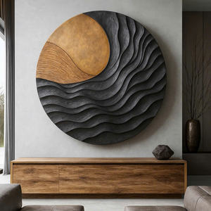Arte Mural de Madera Redonda Orgánica, Escultura de Pared de Madera Abstracta Tallada a Mano para Interiores Modernos - Product Image 4