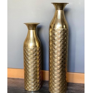 Premium Floral Cutwork Metal <b>Tall</b> Floor Lamp Moroccan Gold Plating Shiny Finished Flower Vase Bohemian Brass Vase - Product Image 6