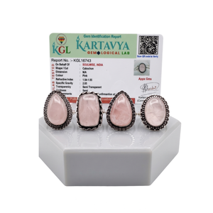 Soulwise Unisex Rose Quartz Cabchon Ring (Any <b>Random</b> Shape)-Trendy Wedding Engagement Jewelry - Product Image 1