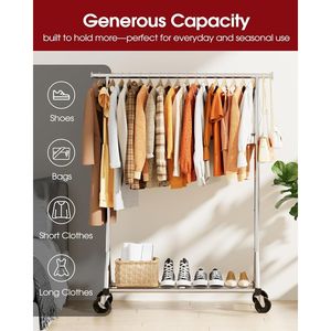 Appendiabiti Autoportante in Acciaio con Ripiano in Rete, Ruote Bloccabili e Tappi Antiscivolo, Organizzatore per Camera da Letto per Vestiti e Bagagli - Product Image 4