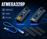 Carte de développement FYX Stock ATMEGA328P Nano V3.0 16 MHz avec module microcontrôleur Mini USB USB-C, câble et connecteur à broches – Kit DIY