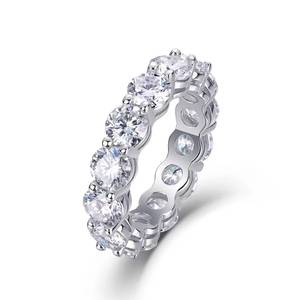 925 <b>Sterling</b> <b>Silver</b> Moissanite Eternity <b>Ring</b> Oval Round Cut Prong <b>Set</b> Wedding Band Gift for Women - Product Image 4