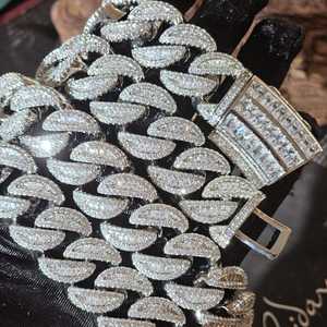 Collar de Plata 925 con Baño de Rodio Estilo Hip Hop, Cadena Cubana con Moissanita, Unisex, para Uso Diario - Product Image 6