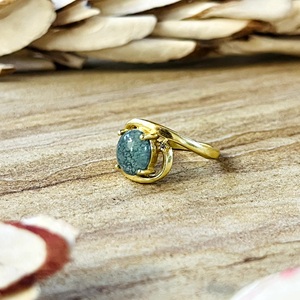 Fashionable <b>Moss</b> <b>Agate</b> <b>Ring</b> Dainty Brass Jewelry for Women 18k Gold Plated Minimalist Wave Swirl <b>Ring</b> for Wholesale/OEM/ODM - Product Image 6