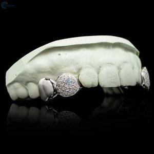 Grillz Premium Personnalisés à 2 Dents en Moissanite, en Argent Sterling 925, Deux Styles (Glaçé et Uni), Capuchons Dentaires, Bijoux Hip Hop, Vente en Gros - Product Image 5