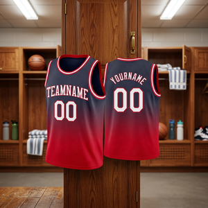 Maillot de basket-ball sublimé personnalisé, noir et rouge, sans manches, coupe athlétique, pour adulte - Product Image 4