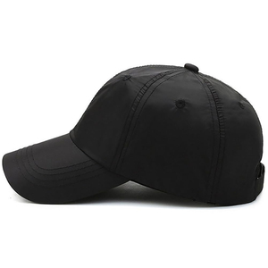 Unisex Black 6-Panel Baseball Cap Adjustable Breathable Waterproof Nylon Snapback Hat Casual Spring Summer Adult Style - Product Image 2
