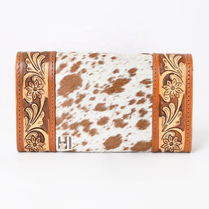 Portefeuille en cuir de vachette travaillé pour femme, pochette à main - Product Image 4