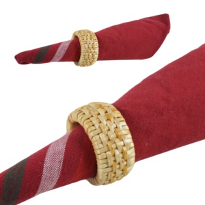Nouveaux designs de porte-serviettes ronds en rotin, designs tendance, porte-serviettes de haute qualité pour les mariages, les fêtes, les restaurants, la décoration de table - Product Image 1