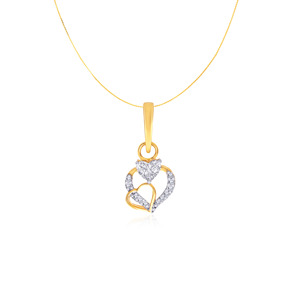 Pendentif élégant en or plaqué avec deux diamants de laboratoire taillés en forme de cœur, centre en cœur étincelant et design pavé pour femme - Product Image 1