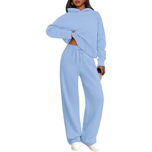 Conjunto de Sudadera con Capucha Casual para Mujer, Pantalones Deportivos Anchos y Sueltos, Traje de 2 Piezas de Felpa Suave - Product Image 1