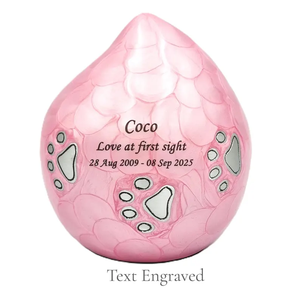 Pink Pet <b>Urn</b> Memorial Cremation Keepsake <b>Urn</b> Paw Print Ashes Holder Custom Engraved for Dogs <b>Cats</b> - Product Image 4