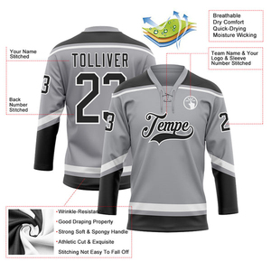 Maillots de hockey sur glace personnalisés sublimés 100% polyester, designs rétro, respirants, coupe-vent, séchage rapide, uniformes de hockey professionnels à prix abordable - Product Image 3
