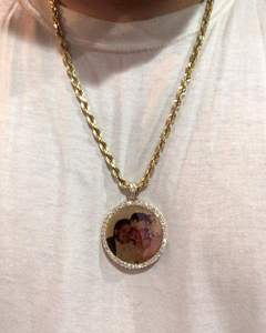 Moissanite <b>Memory</b> Pendant Sterling Silver Yellow Gold Custom Picture Pendant for Birthday <b>Gift</b> - Product Image 5