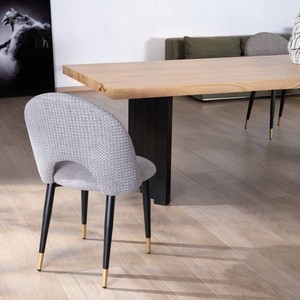 Table à manger Vandana Ivory Legacy 220 cm en bois massif avec pieds en métal plissé noir Audacio - Product Image 3