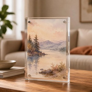 Cadre photo rectangulaire en acrylique transparent 4 couleurs, impression UV, incassable, étanche, sur pied, horizontal, pour table, moderne - Product Image 2
