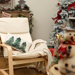 Fodera per cuscino decorativa natalizia 12x20 pollici con fiocchi di neve e alberi, federa invernale per divano e decorazioni domestiche - Product Image 2