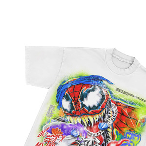 เสื้อยืดสตรีทแวร์สีขาวสำหรับผู้ชาย พิมพ์ลายกราฟฟิตี้สไปเดอร์แมน แขนสั้น คอกลม ทรงปกติ ผ้าเจอร์ซีย์คอตตอน 100% - Product Image 3