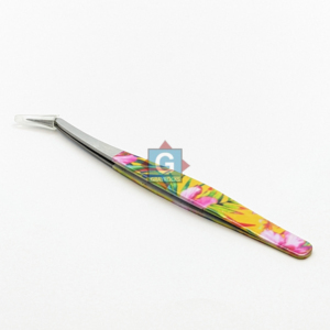 Pinces à cils en acier inoxydable les plus vendues avec motif floral, pointe incurvée précise, outil de beauté de précision - Product Image 4