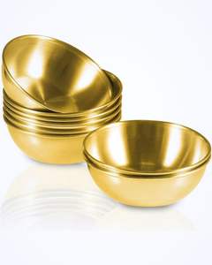 ชามเสิร์ฟสแตนเลสสตีลสีทอง ดีไซน์ทันสมัย สวยงาม สะท้อนแสงได้ดี เหมาะสำหรับเสิร์ฟอาหารในงานเทศกาล เป็นมิตรต่อสิ่งแวดล้อม - Product Image 1