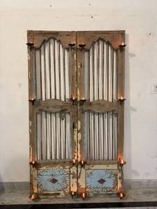 Antique Vintage Wooden Iron Jali <b>Arch</b> Door Home Furniture Rustic Decor for Entryway <b>Gate</b> Handcrafted Indian Temple Salvage - Product Image 1