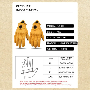 Guantes de Motocicleta Clásicos de Piel de Cabra Amarillos con Orificios, Guantes de Ciclismo de Verano, Guantes de Golf para Adultos, Color Blanco Personalizado - Product Image 2