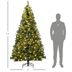 7.5 FT Pre-Lit Artificial Christmas Tree 500 Warm White LED <b>Lights</b> 1346 Tips Green Realistic <b>Branches</b> for Decorations 210 cm - Product Image 3