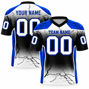 Camiseta de Fútbol Personalizada Sublimada 100% Poliéster con Cuello en V, Estampado Gráfico Agrietado Degradado, Uniformes de Equipo para Hombre, Transpirable, Manga Corta - Product Image 4