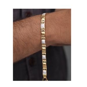 22K Gold Gents Bracelet for <b>Men</b> Designer Two Tone Pattern Stylish Chain Elegant Daily Wear Jewelry Designer Bracelet for <b>Men</b> - Product Image 1