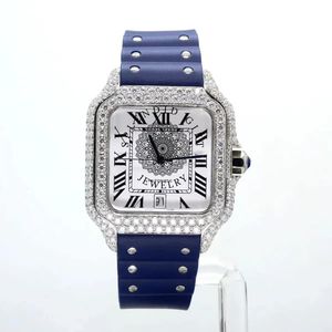SPLendid JEWELRY นาฬิกาเพชร ตัวเรือนทรงสี่เหลี่ยม ระบบอนาล็อก กลไก ETA กระจกแซฟไฟร์ หน้าปัดตัวเลขโรมัน สายซิลิโคนสีน้ำเงิน กันน้ำ 10 เมตร - Product Image 3
