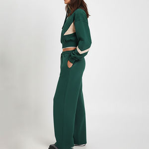 High Quality Comfortable Casual Solid Embroidered Plus Size Hooded Crop Top Hoodie Jogger Set Winter <b>Hip</b> Hop Tracksuit - Product Image 2