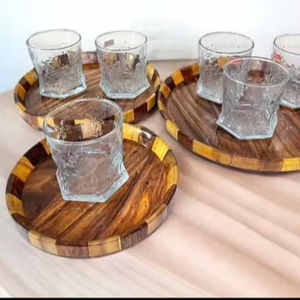 Vaisselle de service réutilisable écologique pour assiettes et plats en bois, ensemble de vaisselle en bois massif, pour la maison, la cuisine et les restaurants - Product Image 1