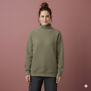 เสื้อสเวตเชิ้ตไหมพรมขนแกะสำหรับผู้หญิงแบบสวมใส่ในฤดูหนาว แขนยาวทรงหลวม คอเต่า แห้งเร็ว ระบายอากาศได้ดี - Product Image 3