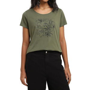 T-shirt pour femme de qualité supérieure, 100% coton respirant, col rond, manches courtes, uni, avec logo imprimé, nouvelle arrivée - Product Image 1