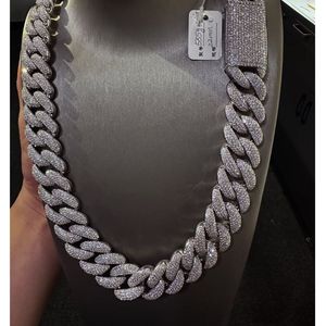 Iced Out 925 Silver <b>Statement</b> <b>Necklace</b> Rhodium Plated Micro Pave Crystal Men's Hiphop Link Chain 22mm - Product Image 1