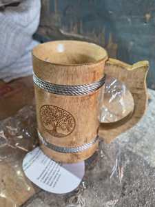 แก้วเบียร์/กาแฟไม้รักษ์โลกขนาดเล็ก ดีไซน์ถังไม้โบราณ สีน้ำตาล เก็บความร้อนได้นานกว่า 24 ชั่วโมง - Product Image 6