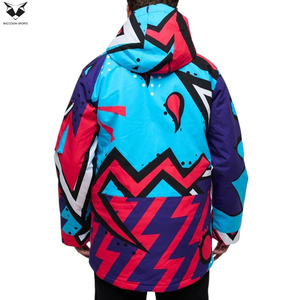 Chaqueta de Esquí Acolchada con Cierre, Impermeable, Transpirable y Resistente al Viento, para Adultos, con Estampado Geométrico Abstracto Vibrante, de Alto Rendimiento, para Invierno - Product Image 3