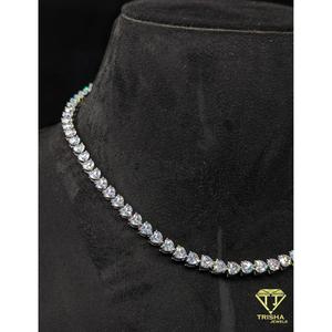 Elegant <b>Iced</b> <b>Out</b> Heart Necklace With VVS Lab Grown Diamonds 925 Sterling Silver Tennis <b>Chain</b> Design Fashion Jewelry By Trisha - Product Image 2