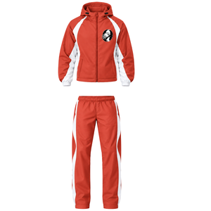Red White Hooded Tracksuit Set Full Zip <b>Jacket</b> Matching <b>Straight</b> Pants Custom Team Training Athletic Sportswear Two Piece Outfit - Product Image 1